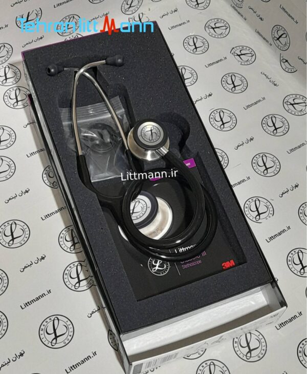 گوشی پزشکی لیتمن کلاسیک ۳ مشکی استیل ۵۶۲۰ نمونه جعبه باز شده