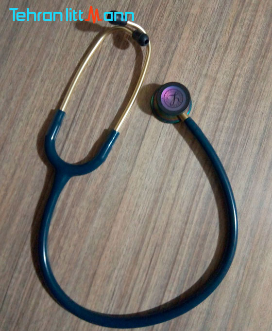 گوشی پزشکی لیتمن کلاسیک ۳ آبی کاربنی رنگین کمانی ۵۸۰۷ تصویر واقعی نمای کامل