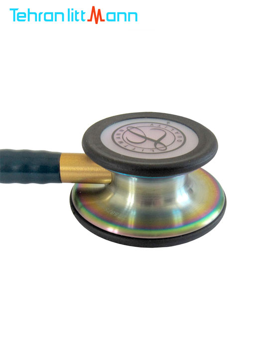 گوشی پزشکی لیتمن کلاسیک ۳ آبی کاربنی رنگین کمانی ۵۸۰۷ نمای جانبی چست پیس